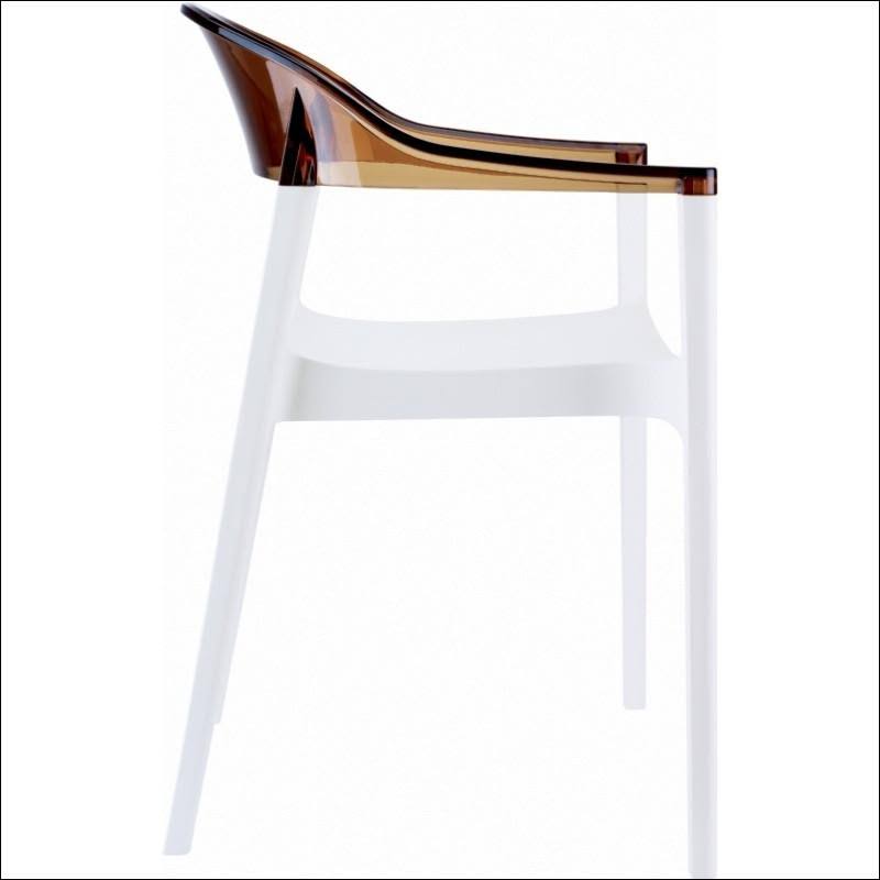 Modern Dining Chair White Transparent Amber Back F5202