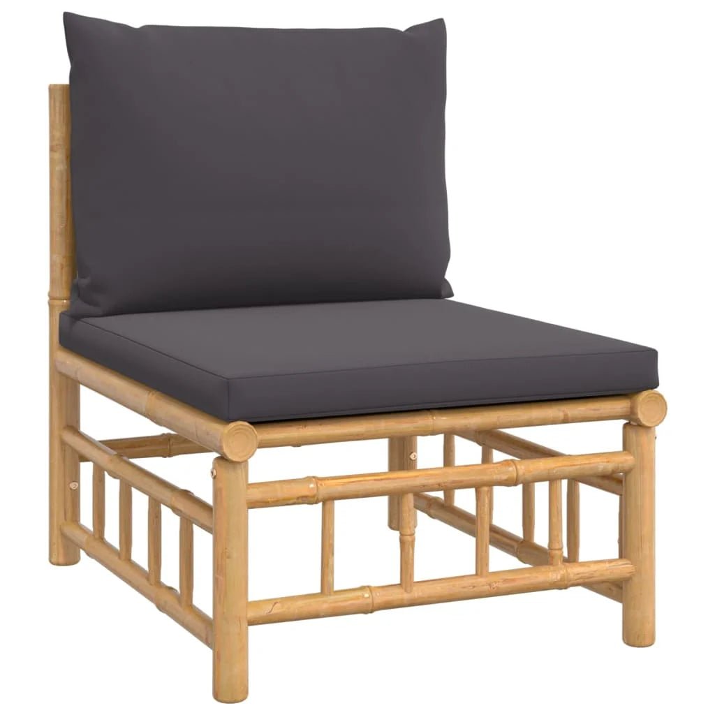 Bamboo Patio Sofa with Dark Gray Cushions U118