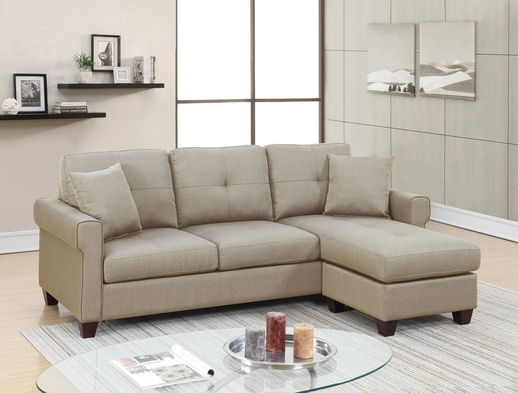 Beige Tufted Cushion Sectional Sofa Chaise C9574