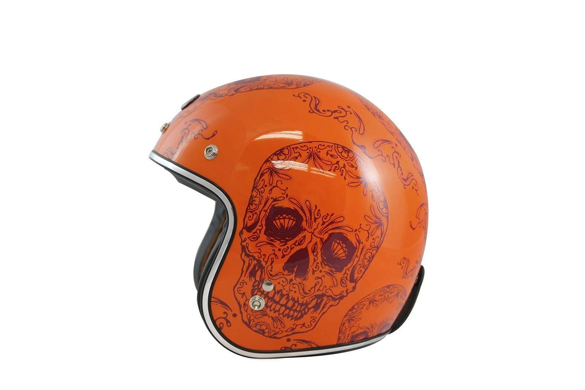 Open Face Helmet with Craneo Graphics (Orange, Large) B3968