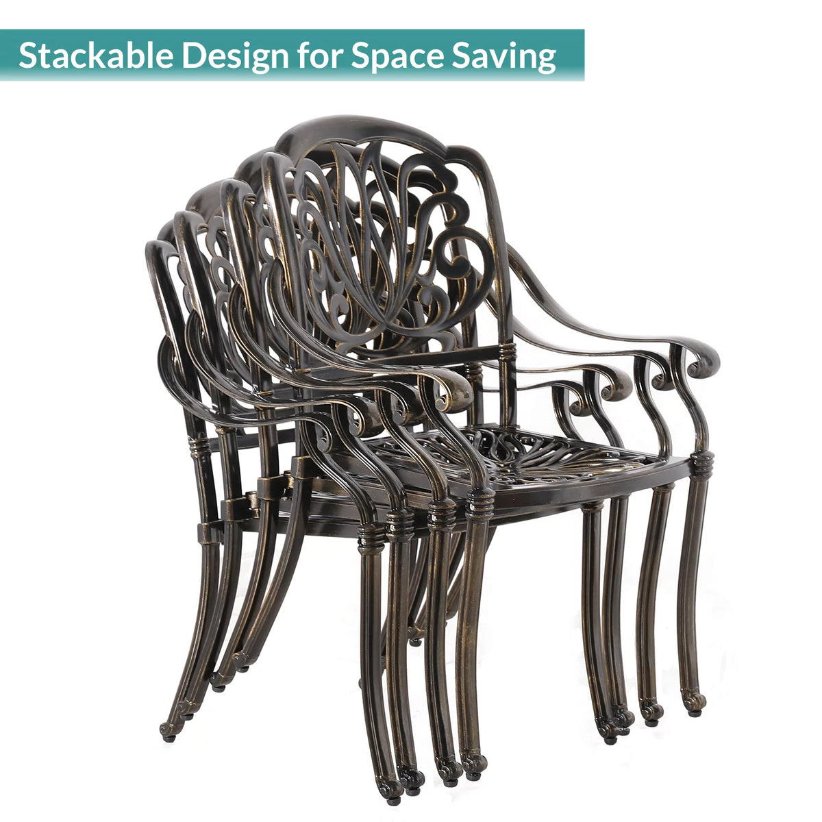 7 Piece Cast Aluminum Outdoor Dining Set with Cushioned Chairs O72446