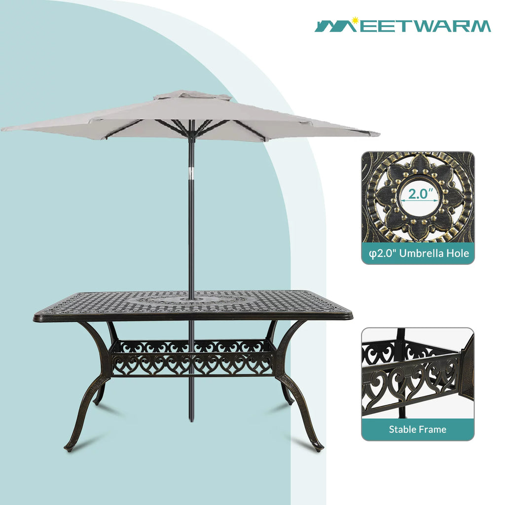 7 Piece Cast Aluminum Outdoor Dining Set with Cushioned Chairs O72446