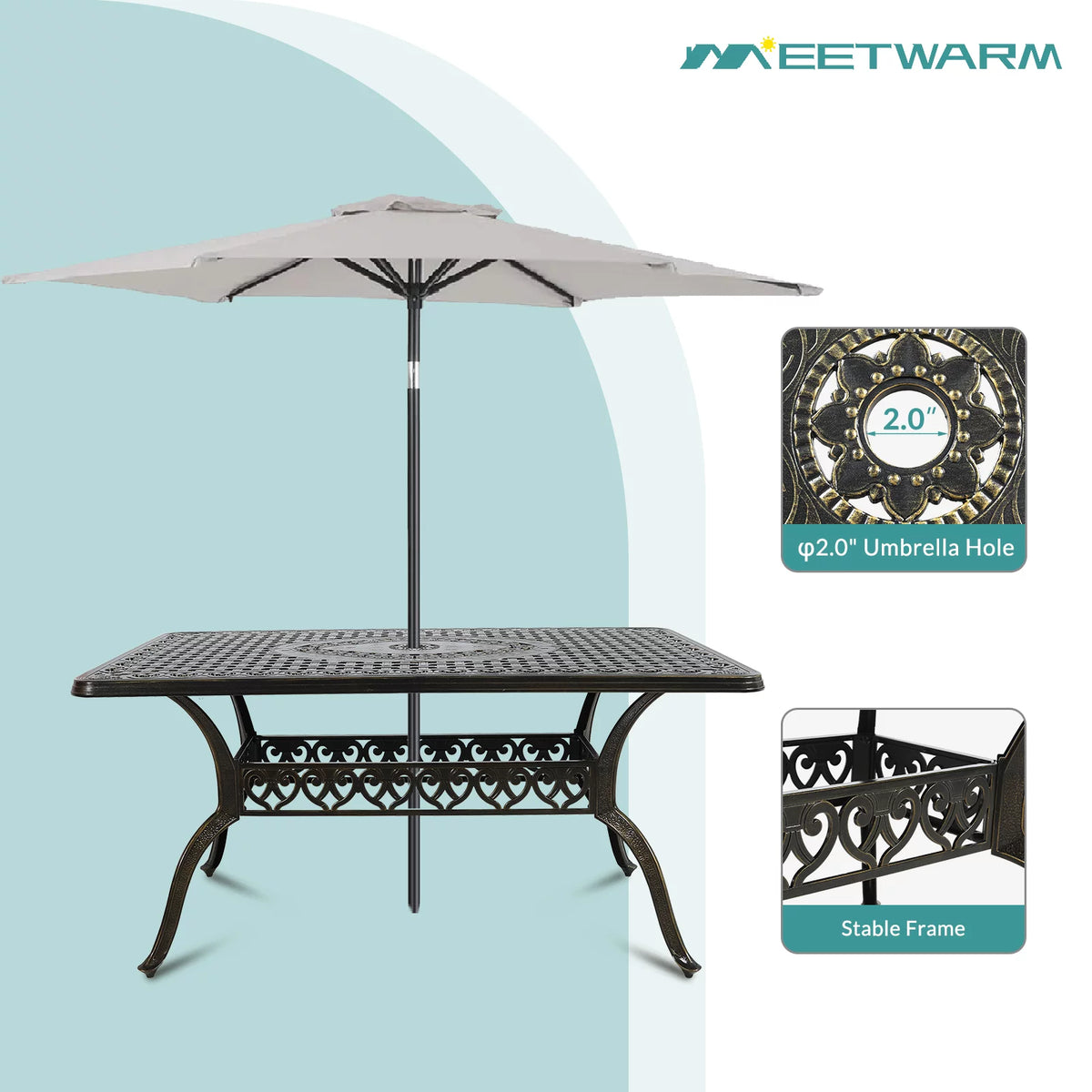 7 Piece Cast Aluminum Outdoor Dining Set with Cushioned Chairs O72446