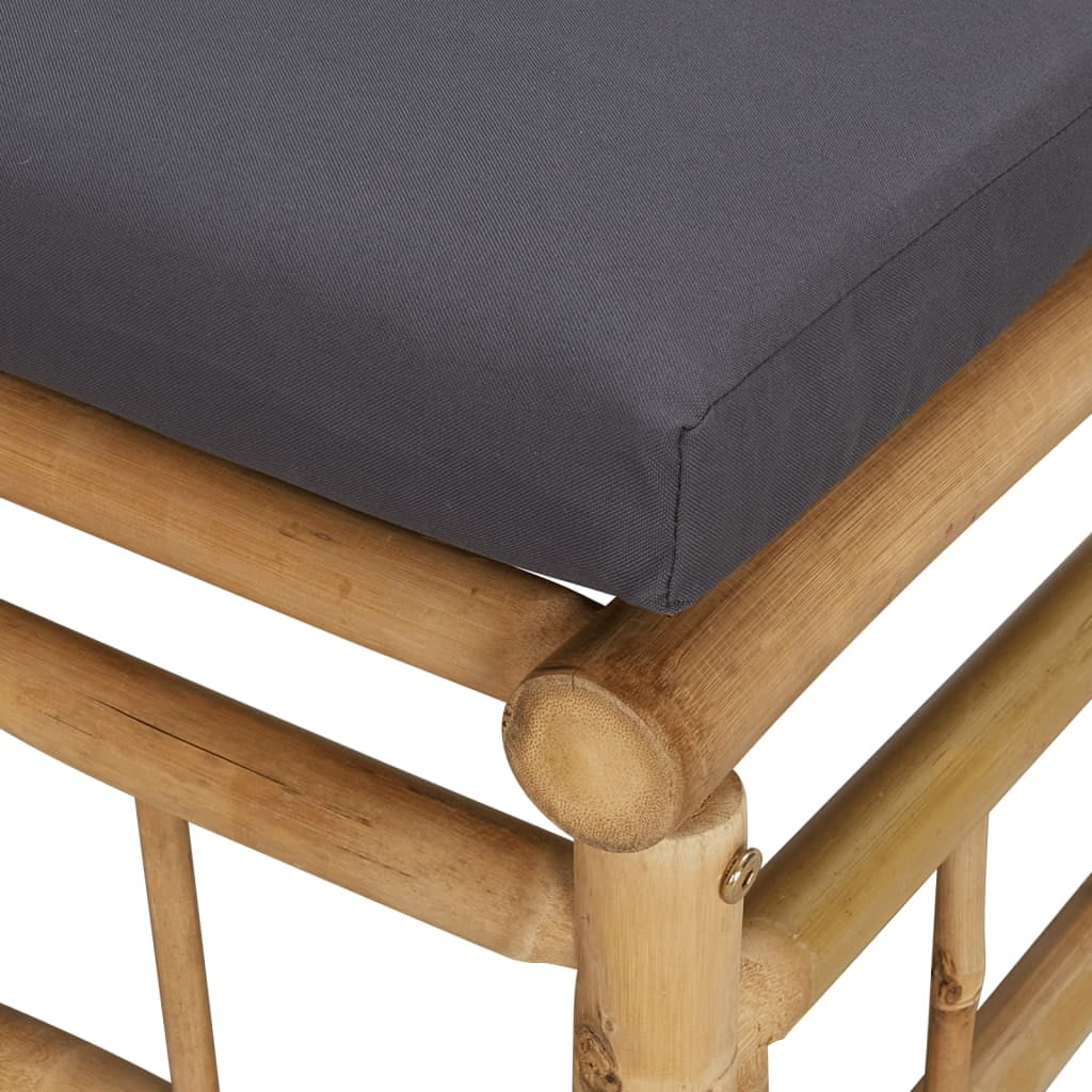 Bamboo Patio Sofa with Dark Gray Cushions U118