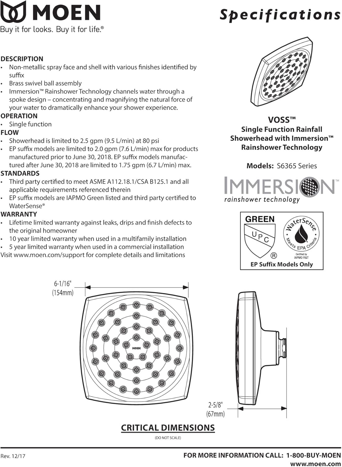 Matte Black Rainshower Showerhead H932